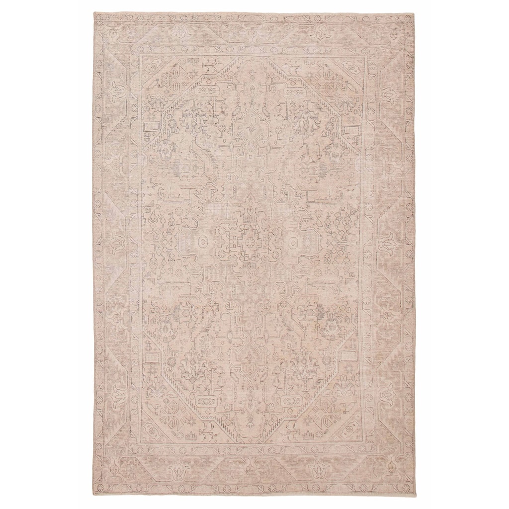 ECARPETGALLERY Hand-knotted Antalya Vintage Beige Wool Rug - 6'6 x 9'6