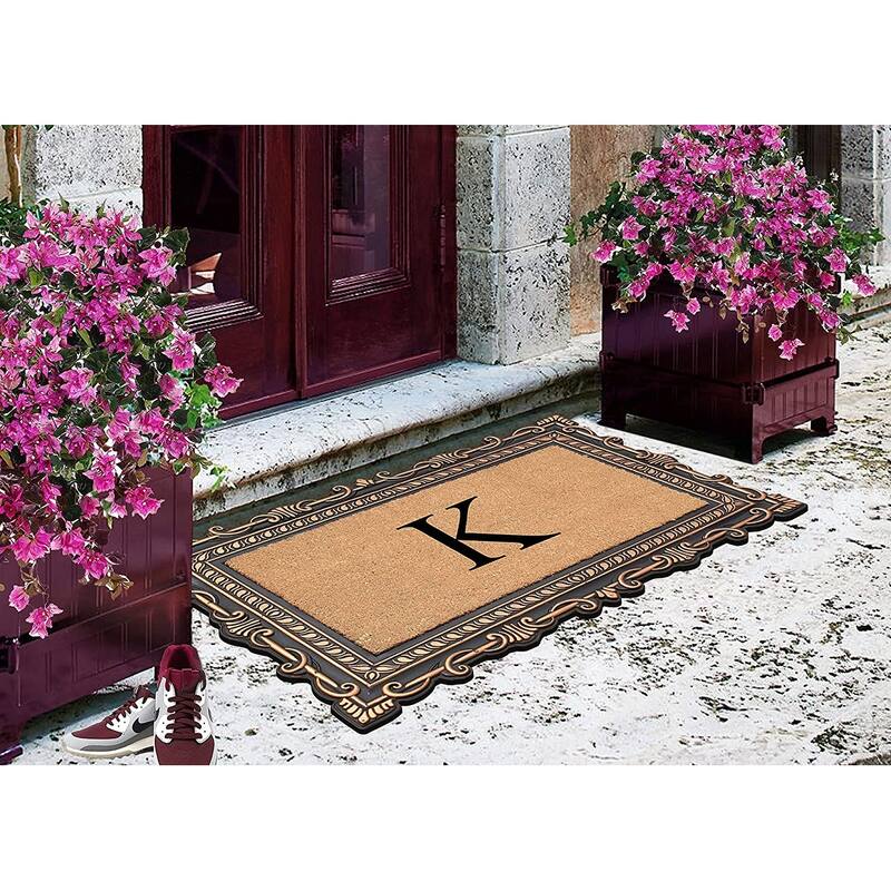 A1HC First Impression Carson Rubber and Coir 24" X 36", Heavy Duty, Easy to Clean Outdoor Monogrammed Doormat
