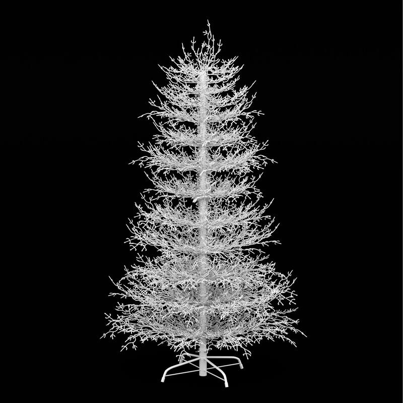 6 FT Artificial Christmas Tree with Snow Flocked Branch Tips and LED Lights, Holiday Decoration Tree for Home Party