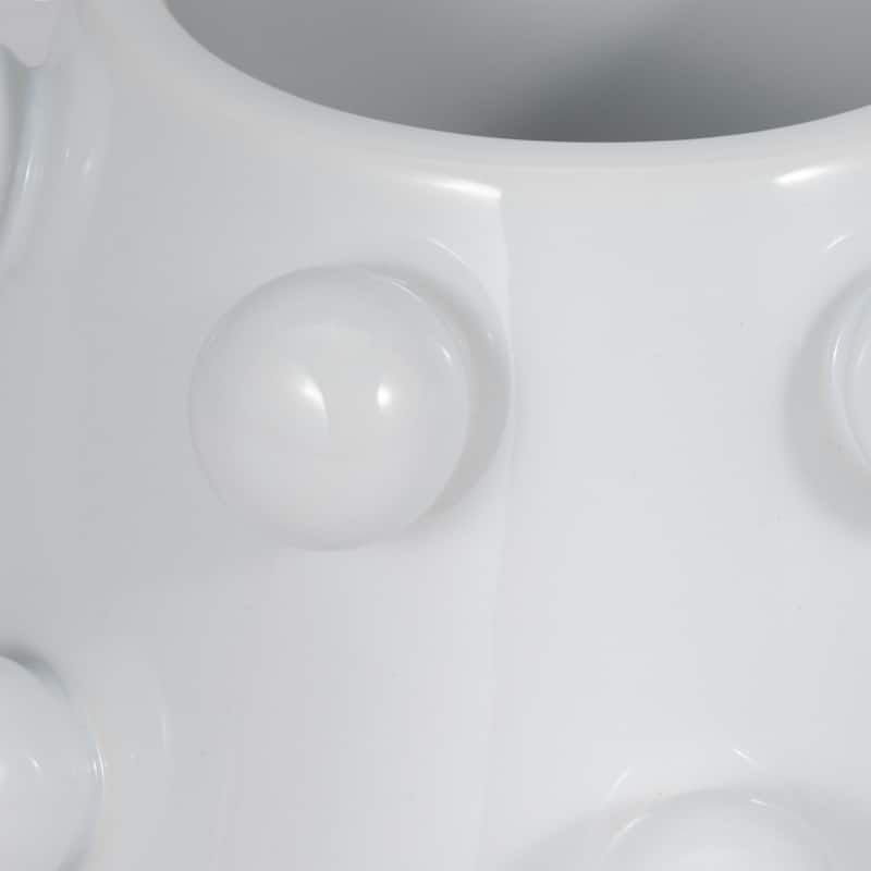 Modern Ceramic Stoneware Planter Tapered Bubble Sculpted Orb Accents