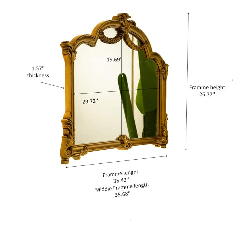 VITI Baroque Revival Ornate Golden Frame PU Mirror - Bathroom, Bedroom, Living Room - Silver