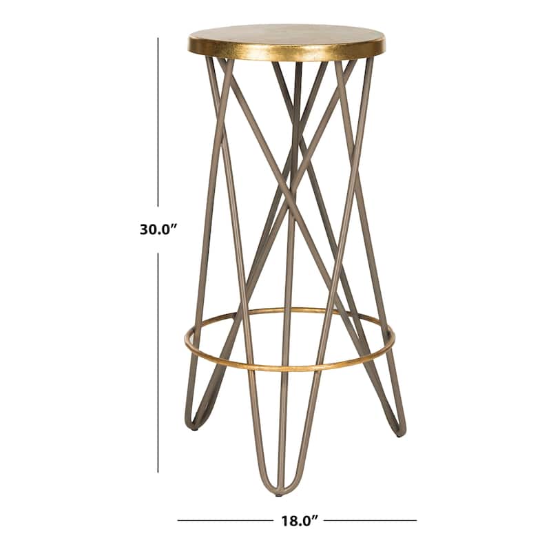 SAFAVIEH Elissa 30 Inch Gold Leaf Bar Stool - 18" x 18" x 30" - 18Wx18Dx30H