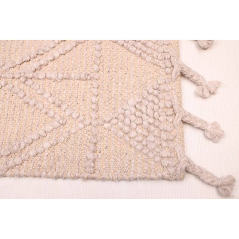 ECARPETGALLERY Braid weave Sienna Beige Wool Rug - 5'0 x 7'6