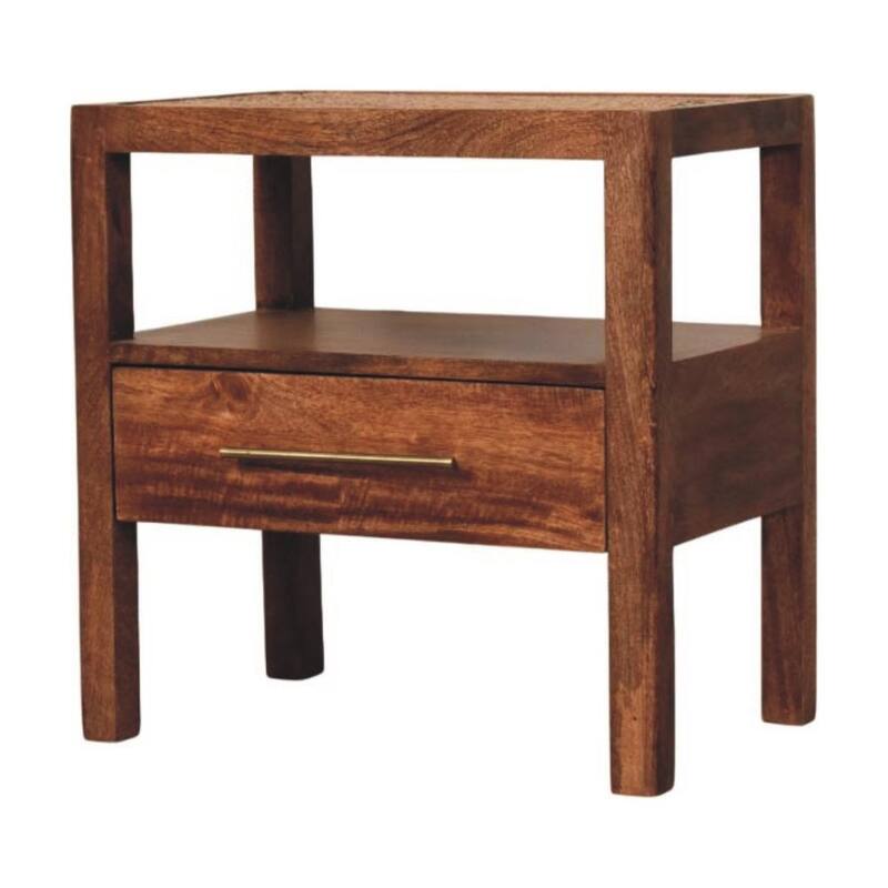 Artisan Furniture Solid Wood The Caldera Bedside Stand, Brown, 1-Shelf, 1-Drawer