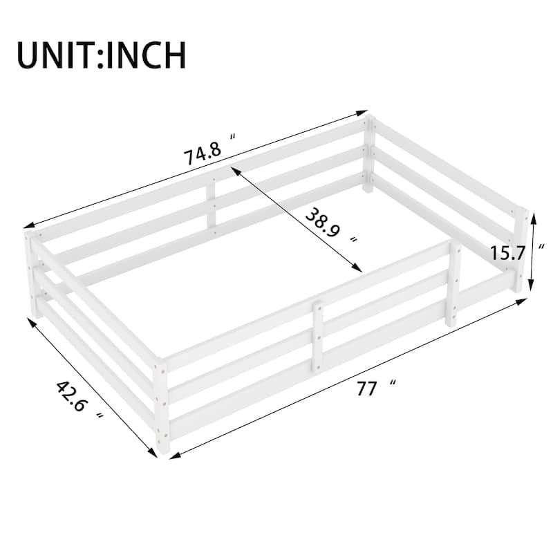 GDF Studio - Ashford Twin Montessori Floor Bed with Fence