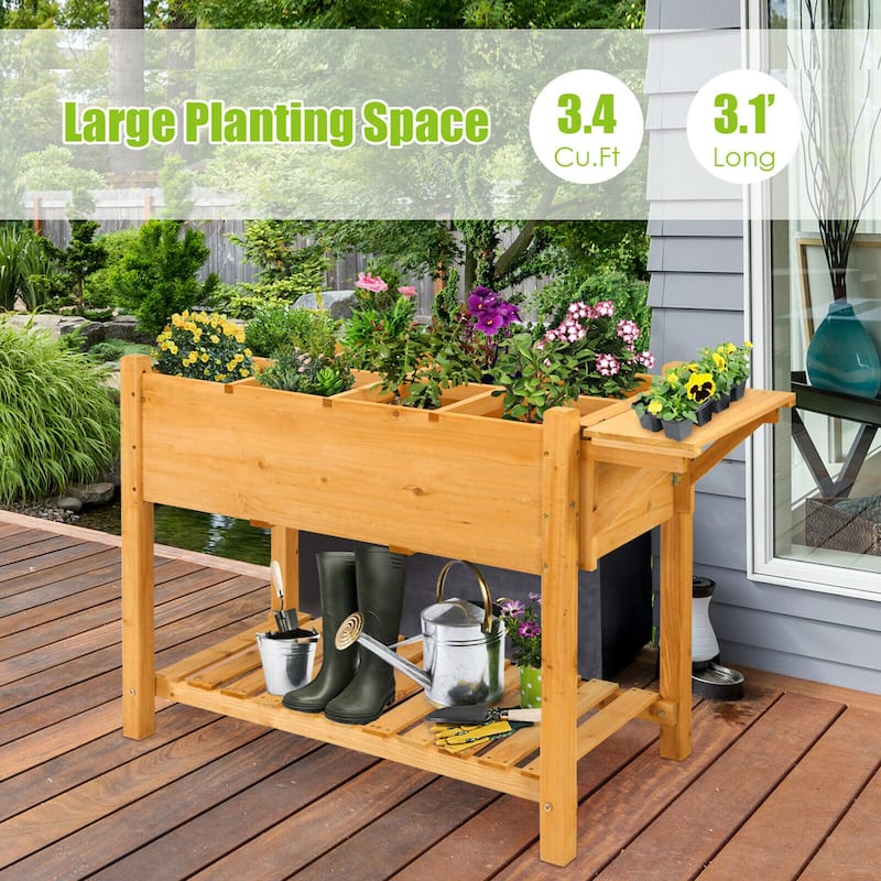 Gymax Raised Garden Bed Elevated Planter Box Kit w/8 Grids & Folding - 47'' x 21'' x 31.5''