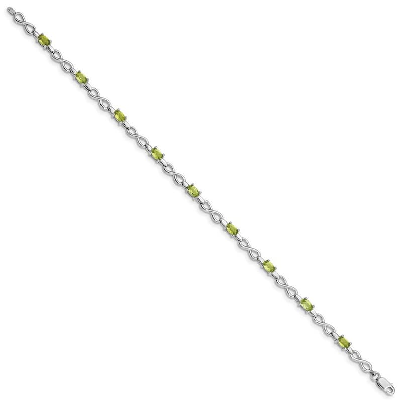 Curata 925 Sterling Silver Polished Fancy Lobster Closure Peridot and Diamond Bracelet