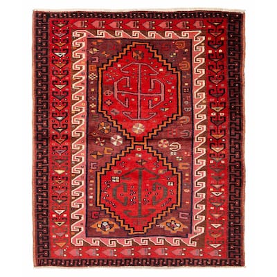 ECARPETGALLERY Hand-knotted Melis Vintage Red Wool Rug - 4'10 x 5'11