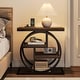 preview thumbnail 24 of 46, Industrial 4-tier Wood Narrow Side End Table with Storage Shelves