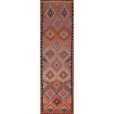 Oushak Turkish Vintage Runner Rug Handmade Wool Carpet - 2'8"x 12'3"
