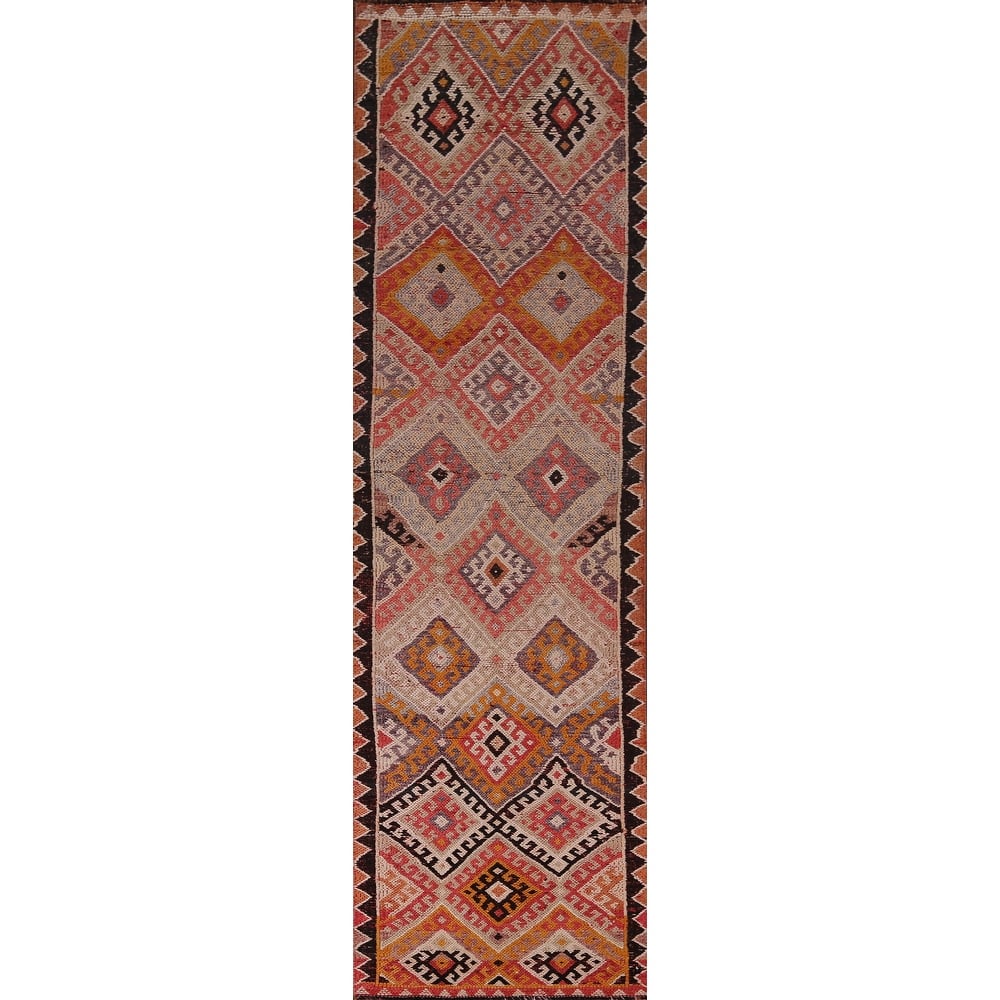 Oushak Turkish Vintage Runner Rug Handmade Wool Carpet - 2'8"x 12'3"