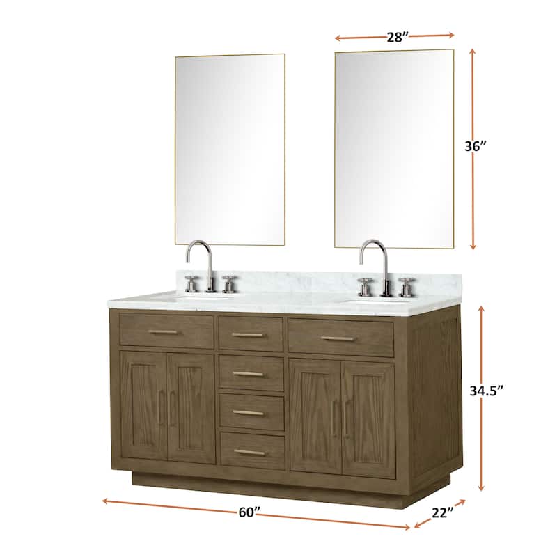Lexora Abbey Bath Vanity and Carrara Marble Top