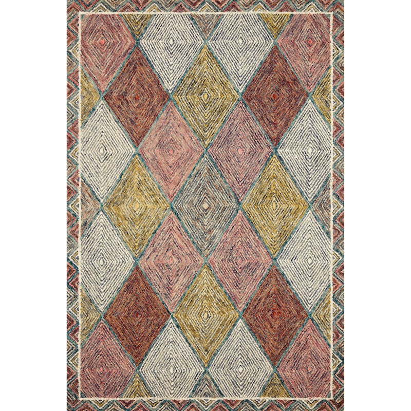 Alexander Home Kaleidoscope Diamond Hand-Hooked Wool Rug