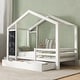preview thumbnail 2 of 5, Twin House Kids Bed Frame with Blackboard & Drawers, Two Assembly Methods, Safe Design, Maximizes Space & Creativity, White