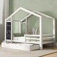 preview thumbnail 1 of 5, Twin House Kids Bed Frame with Blackboard & Drawers, Two Assembly Methods, White White
