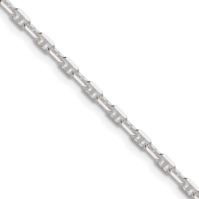 Curata 925 Sterling Silver 3-dimensional 3mm Anchor Mariner Chain Necklace