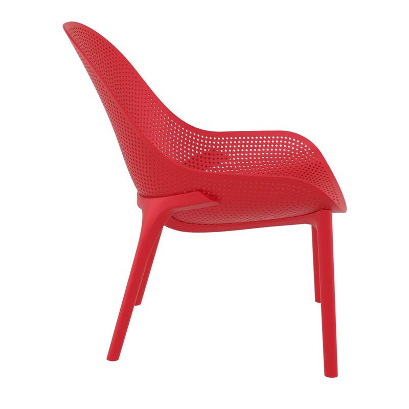 32.75" Red Solid Patio Lounge Chair