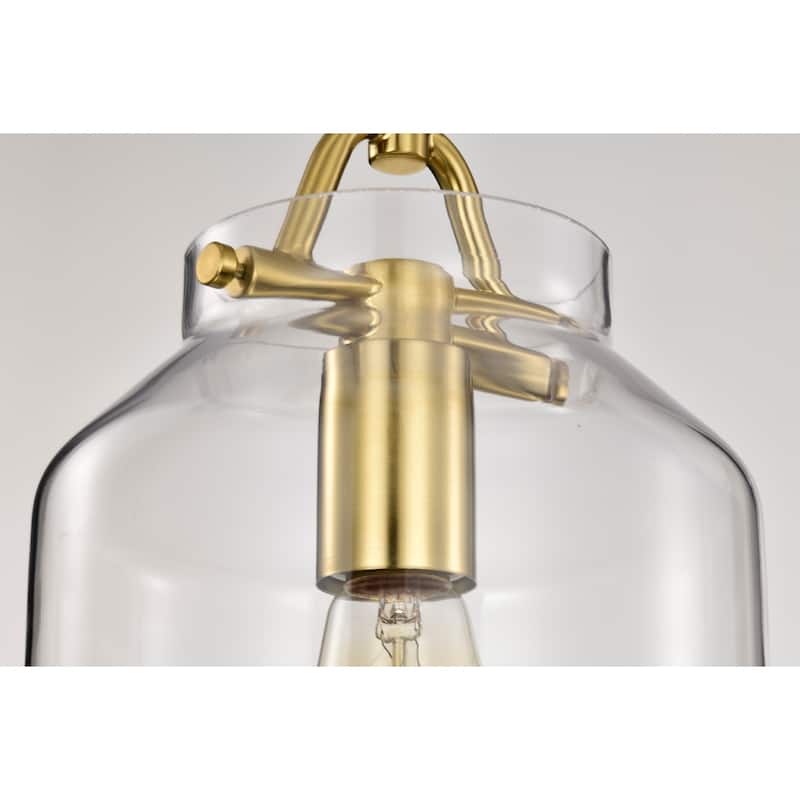 Magno Brass Pendant Light with Clear Glass Lantern Shade - Brass-Clear