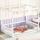 preview thumbnail 1 of 9, Full Size Canopy Bed Floor Bed with Fence, Guardrails White