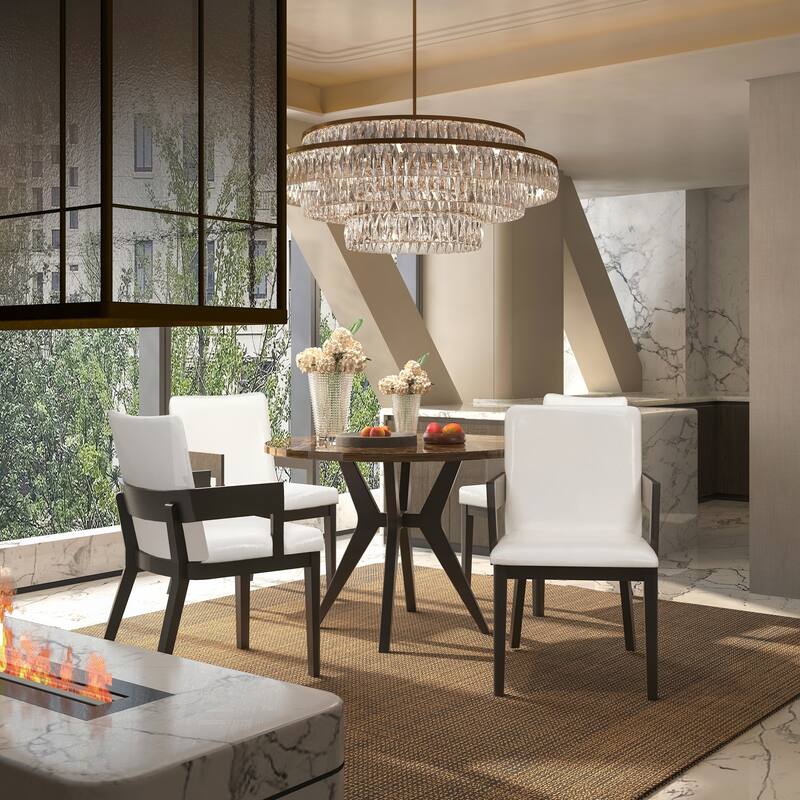 White Glossy PU Leather Upholstered Dining Chairs Set of 2