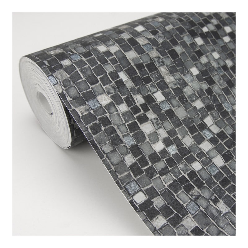 Advantage Ziggy Charcoal Stone Mosaic Wallpaper - 20.9 x 396 x 0.025