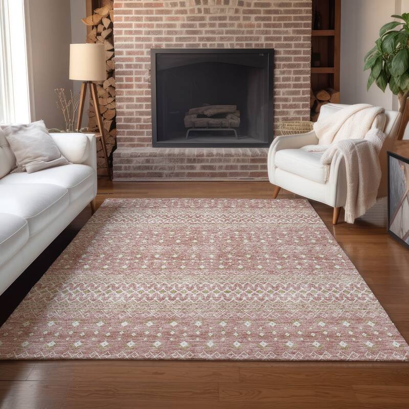 Machine Washable Indoor/ Outdoor Chantille Morrocan Boho Rug