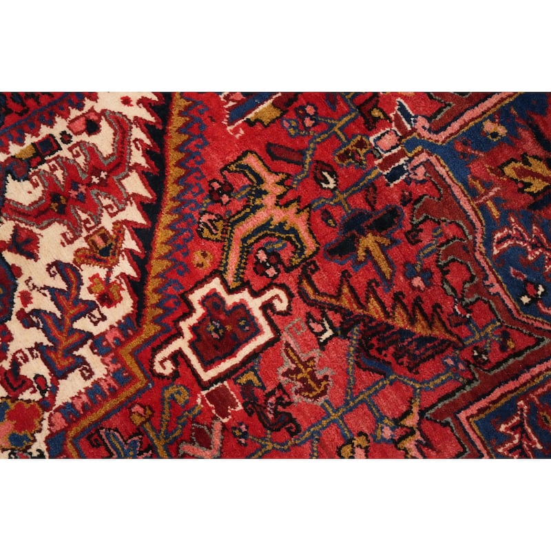 Hand Knotted Oriental 100% Wool Carpet Traditional Medallion Red Heriz Area Rug - 11' 11'' X 8' 4''