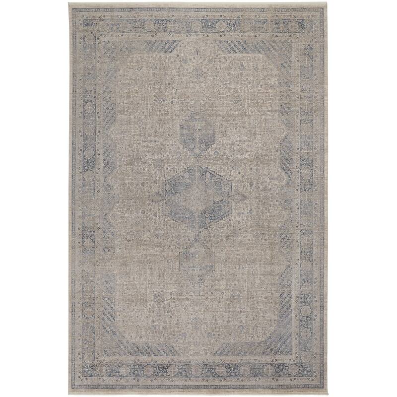 Grand Bazaar Gilford Machine Made Medallion Transitional Area Rug - 4' x 5'3" - Taupe/Gray/Blue