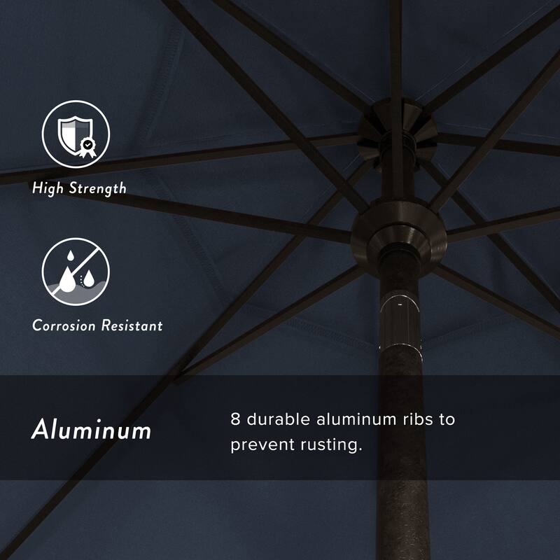 California Umbrella 9' Rd. Aluminum Patio Umbrella, Crank Lift with Push Button Tilt, Bronze Finish, Pacifica Fabric