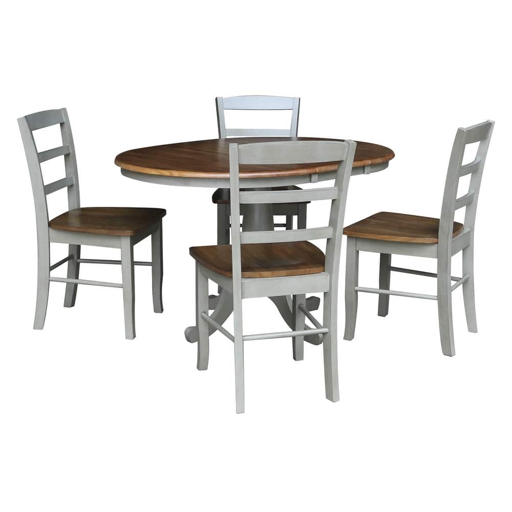36" Round Top Pedestal Ext Table with 12" Leaf and 4 Madrid Chairs