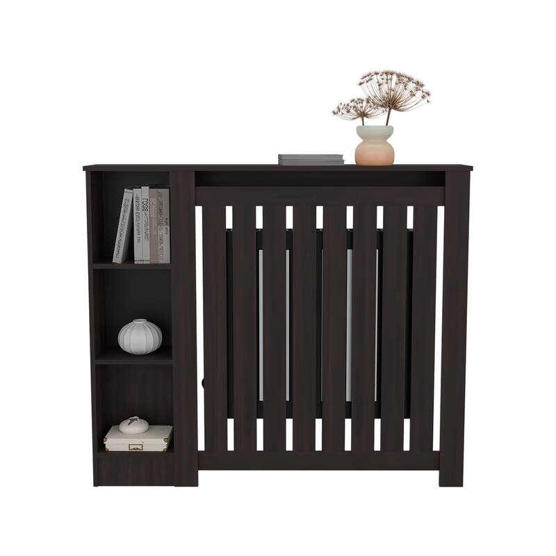 Radiator Cover Cabinet Joseph, Slatted Panel, Black
