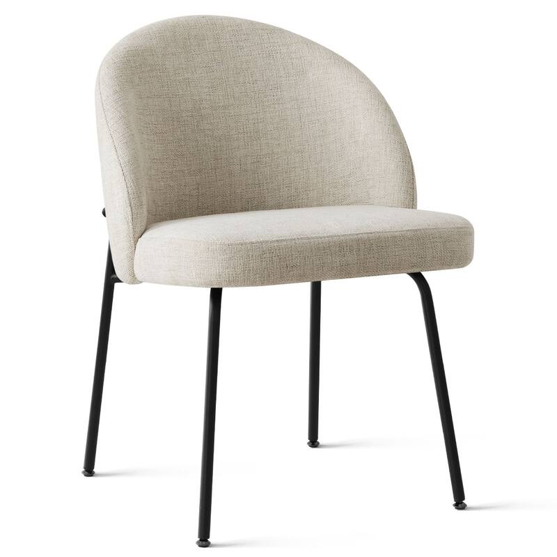 Modern Fabric Dining Chairs with Curved Back(Set of 2)