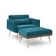 preview thumbnail 31 of 34, Recline Velvet Upholstered Sofa Chair with Ottoman Two Arm Pocket and Wood Frame, Include 1 Pillow and Adjustable Backrest