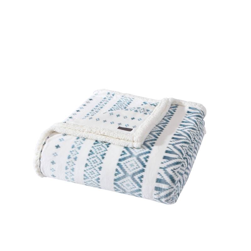 Eddie Bauer Printed Ultra Soft Plush/Sherpa Reversible Blanket
