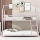 preview thumbnail 3 of 14, Pink Metal House Bunk Bed with Roof, Ladder, and Fence for Kids