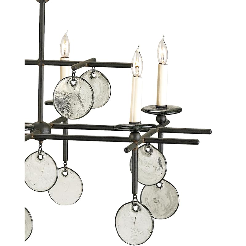 Currey & Company Sethos Black Rectangular Chandelier - 23"h x 42"w x 30"d