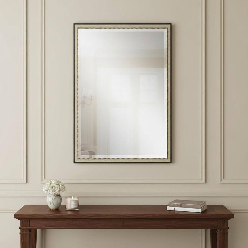 HomeRoots 38" Silver Solid Wood Framed Accent Mirror - 26.00 in. x 38.00 in. x 1.00 in. - 26.00 in. x 38.00 in.  x 1.00 in.