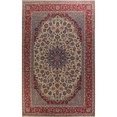 Hand Knotted Oriental 100% Wool Carpet Traditional Floral Beige & Ivories Najafabad Area Rug - 16' 1'' X 9' 11''