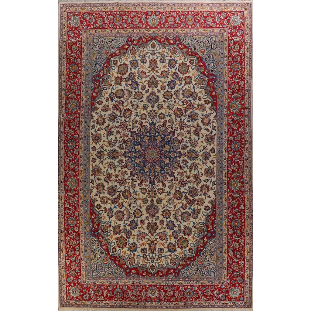 Hand Knotted Oriental 100% Wool Carpet Traditional Floral Beige & Ivories Najafabad Area Rug - 16' 1'' X 9' 11''