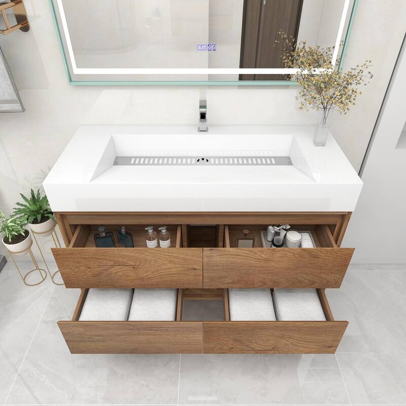 Victoria 48" Wall Mounted Modern Vanity with Acrylic Sink