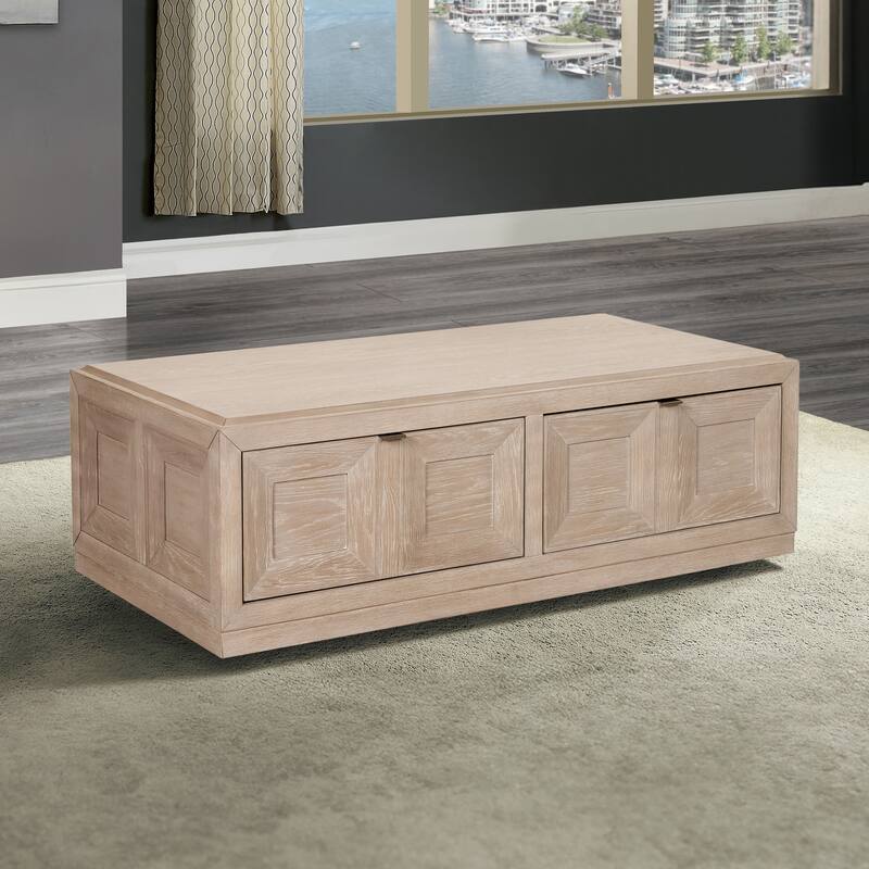 Furniture of America Durem Modern Classic Wood 2-Drawer Coffee Table with 4 Casters - Tawny Brown