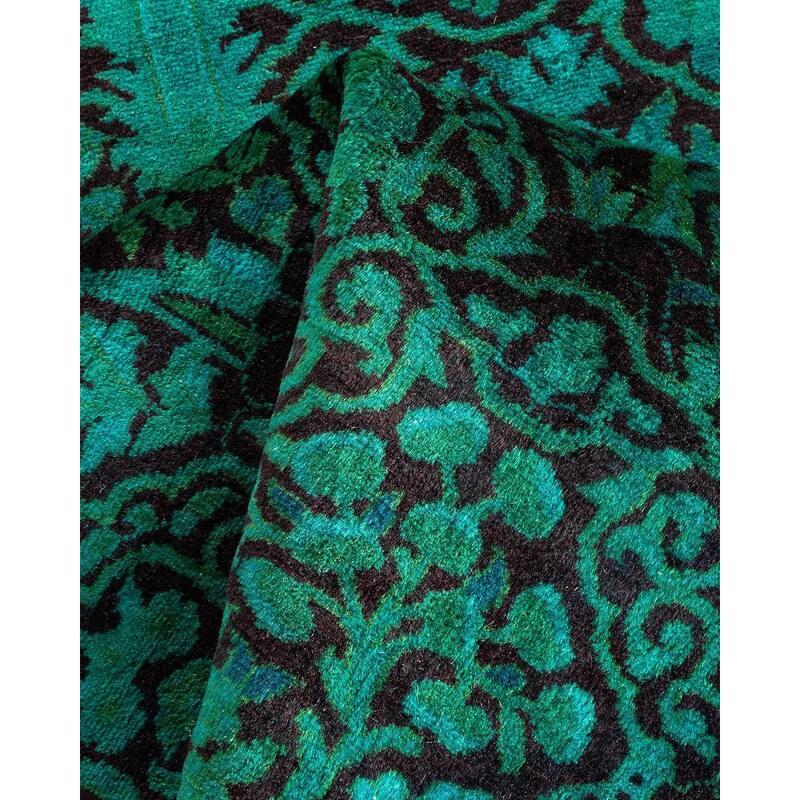 Overton Hand Knotted Wool Vintage Inspired Modern Contemporary Overdyed Blue Runner Rug - 2' 7" x 16' 1"