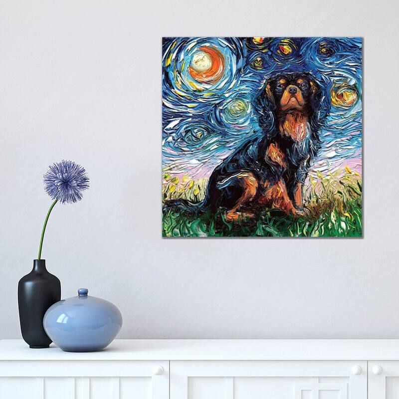 iCanvas "Cavalier King Charles Spaniel Night" by Aja Trier Canvas Print - 18x18x1.5
