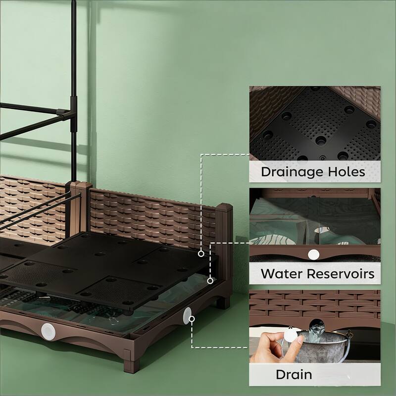 Self-Watering Adjustable Raised Garden Bed with Trellis and Crop Cage
