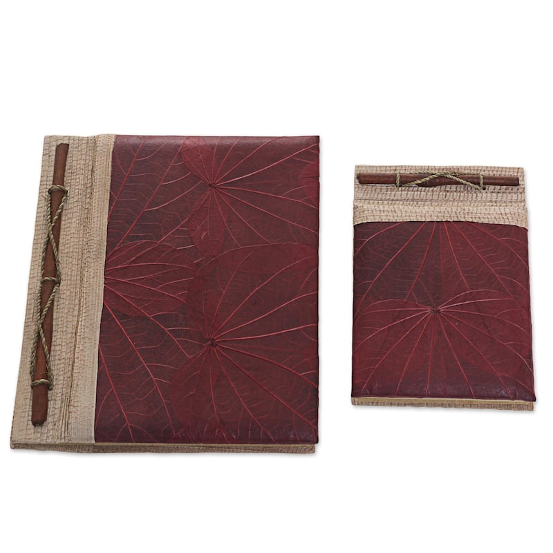 NOVICA Handmade Autumn Spirit In Red Natural Fiber Notebooks (Pair)