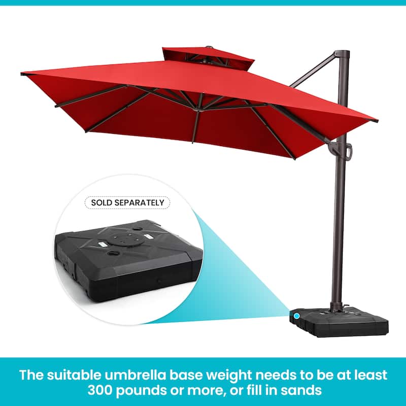 Pellebant 10 X 13 Feet Outdoor Cantilever Umbrella with Double Top