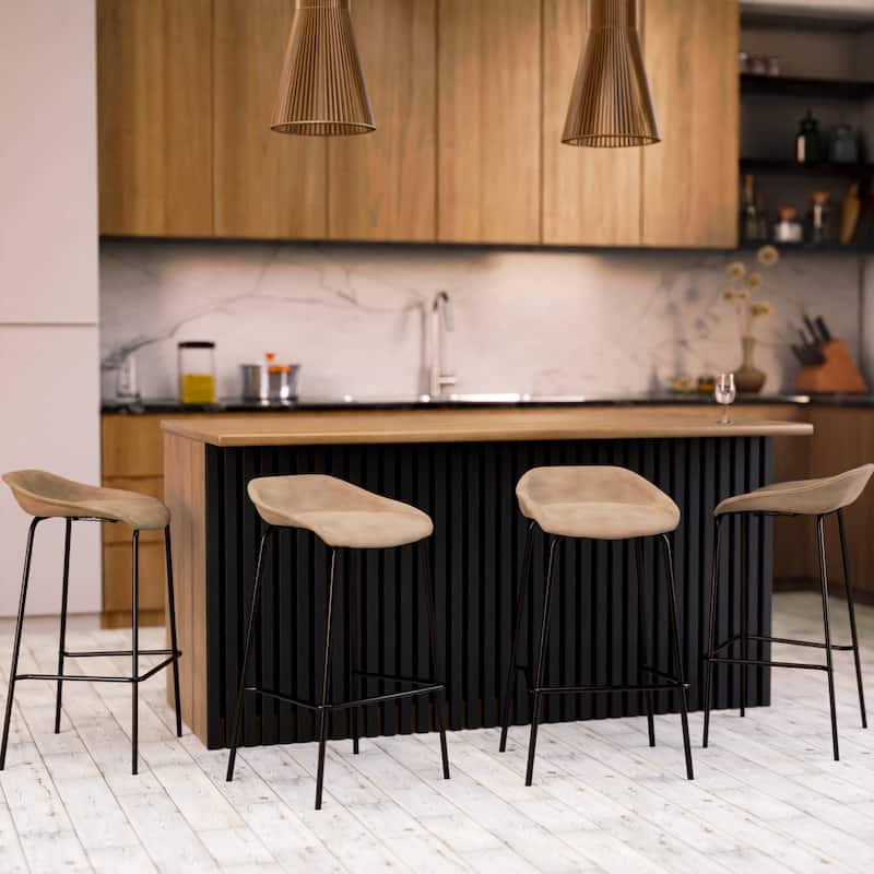 Leather Barstool with Powder-Coated Iron Frame Servos Series