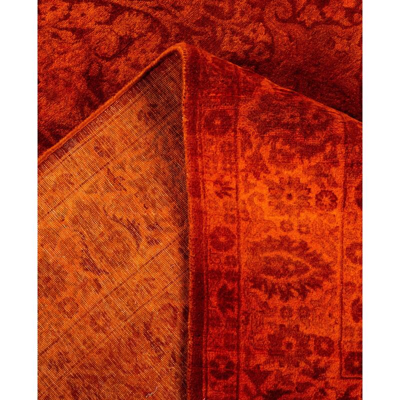 Overdyed One-of-a-Kind Hand-Knotted Area Rug - Orange - 4' 2" x 6' 0"