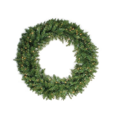 Pre-Lit Northern Pine Artificial Christmas Wreath - 24-Inch Clear Lights - 24"