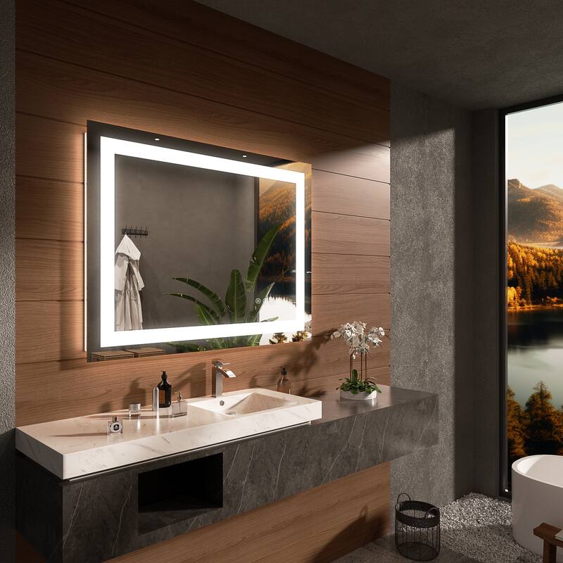 QuivaraView LED lights Frameless Wall Mounted Bathroom Vanity Mirror - 48" x 32"